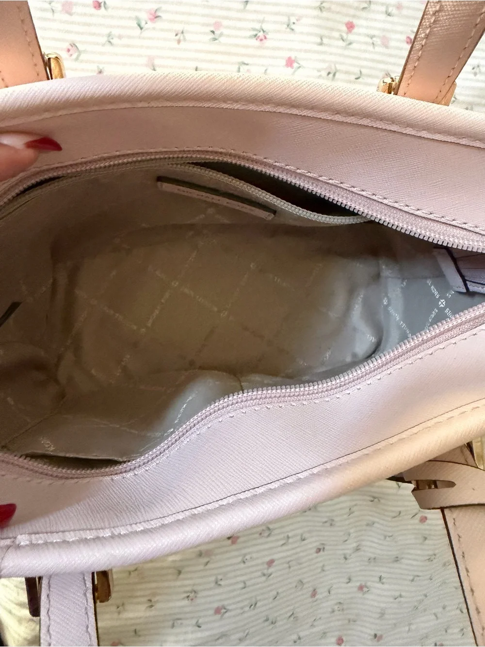 Michael Kors Blush Saffiano Leather Satchel with Gold Hardware